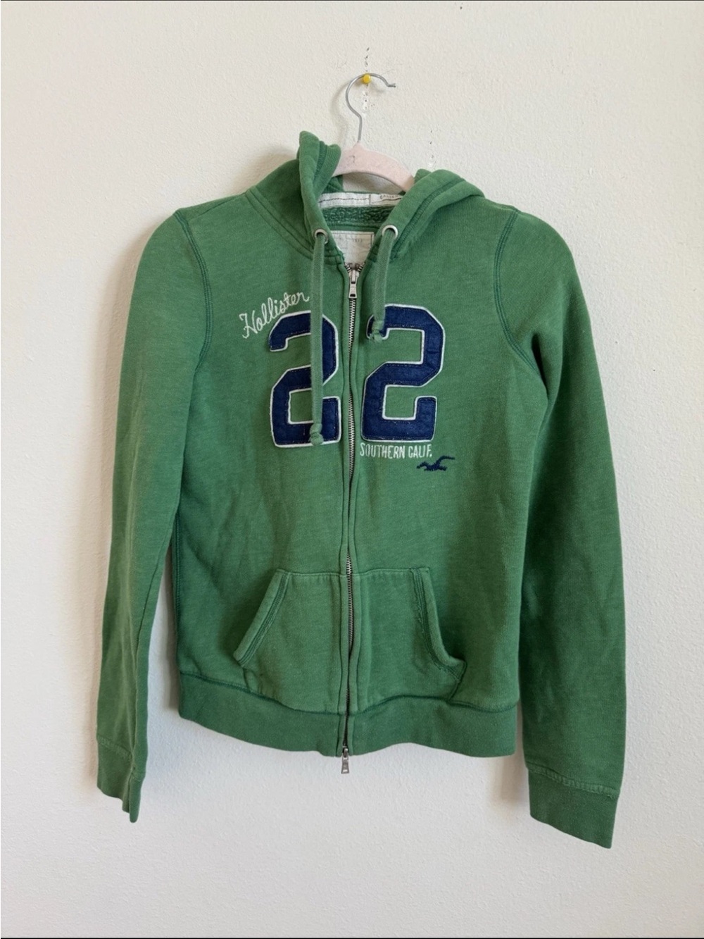 Vintage Y2K Hollister Green Surf 22 Zip up Hoodie Size M
